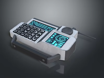 Vintage Computer Control Terminal With Dual Screens Keyboard And Knob Design 3d model