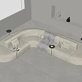 Multi-person sofa Corner sofa 3d model