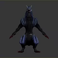 Detailed 3D Sci Fi Creature Character Featuring Blue Gray Armored Skin And Standing Pose