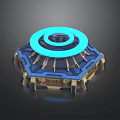 Advanced Futuristic Equipment With Blue Glowing Ring And Polygonal Metallic Base