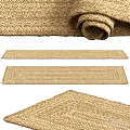 Natural Fiber Braided Area Rugs In Beige Tone