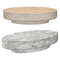 Modern Coffee Tables With Round Wooden And Oval Marble Surfaces
