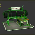 Functional Vehicles At Gas Station With Equipment 3d model