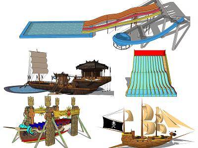 Modern Amusement Equipment Pirate Ship 3d model