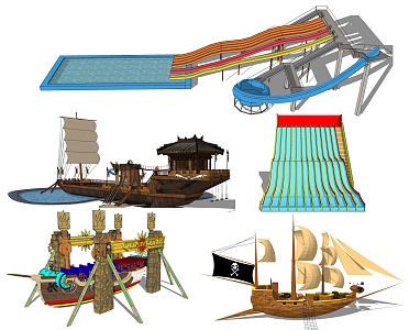 Modern Amusement Equipment Pirate Ship 3d model