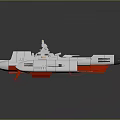 Weapon Military Ship Model With Silver Body Red Bottom Multiple Compartments And Top Structures