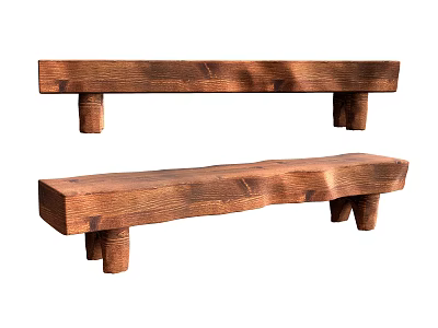 Solid Wooden Long Stools With Natural Texture For Home Furniture Decor 3d model