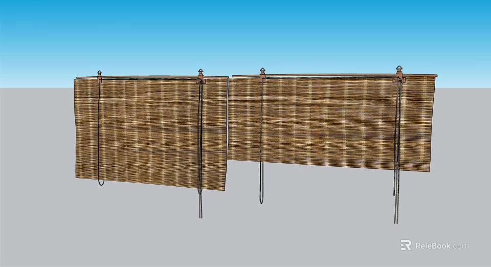 Natural Bamboo Blinds With Metal Brackets For Home Window Decoration 3d model 