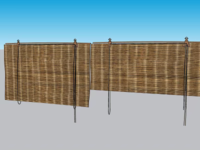 Natural Bamboo Blinds With Metal Brackets For Home Window Decoration 3d model