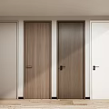 Modern Multiple Hinged Doors Interior With Various Colors And Wooden Floor 3d model