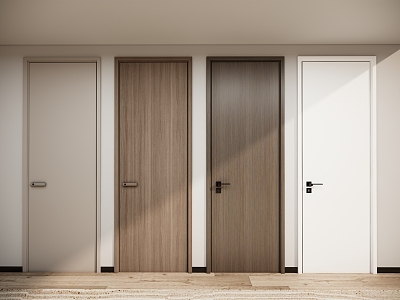 Modern swing door bedroom door wooden door single door paint door minimalist door combination 3d model