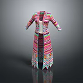 Fashionable Colorful Knitted Long Coat With Vibrant Geometric Zigzag Pattern Design