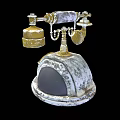 Vintage Office Telephone With Classic Rotary Dial And Metallic Finish Design