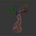 Unique Dead Tree with Twisted Trunk and Leafless Branches on Gray Background 3d model