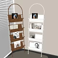 Brown And White Modern Bookshelves With Books And Photo Frames In Room Corner