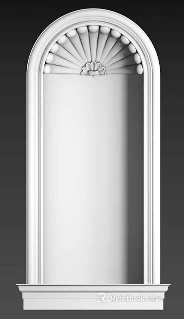 Exquisite Carved Patterns On White Pillar With Elegant Frame And Border 3d model 
