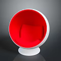 Modern Spherical Accent Chair With Red Interior And White Base Stylish Design