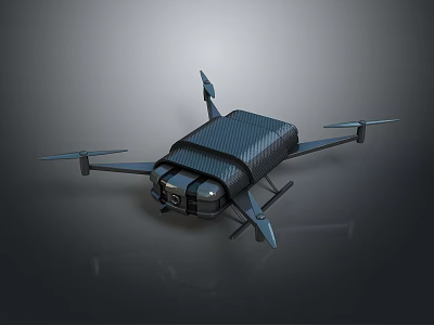 Sleek Modern Drone With Carbon Fiber Body And Rotors Design Features 3d model