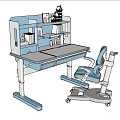 Kids Blue Adjustable Desk With Bookshelf Storage Drawers And Ergonomic Chair
