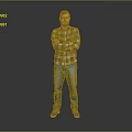 Man In Plaid Shirt Jeans And Sneakers Standing With Crossed Arms On Gray Background