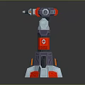 Red And Gray Sci Fi Mechanical Weapon Turret With Multi Layer Structure And Gun Barrel 3d model