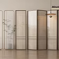 Modern Lint Glass Screen Lint Glass Partition Metal Screen 3d model