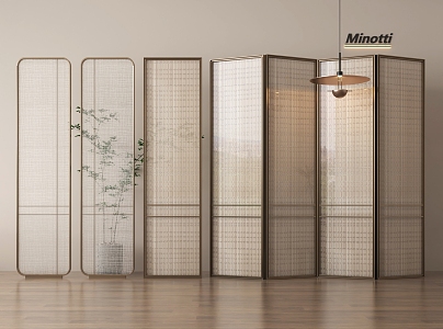 Modern Lint Glass Screen Lint Glass Partition Metal Screen 3d model