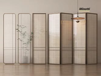 Modern Lint Glass Screen Lint Glass Partition Metal Screen 3d model
