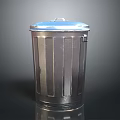Durable Metal Trash Can With Lid And Striped Design For Indoor Outdoor Use