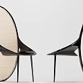 Two Modern Stylish Leisure Chairs With Black Frame And Woven Seat Back