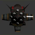 Futuristic Sci Fi Spaceship Model Showcasing Green Red Colors Streamlined Design And Mechanical Details