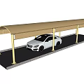Covered Carport Structure With Canopy Roof And White Car Parking Area