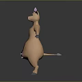 Cartoon Pig Game Movie Character With Pink Horns Blue Eyes Arms Outstretched And Gray Shoes