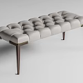 Elegant Beige Tufted Sofa Bench With Dark Wooden Legs And Comfortable Cushion