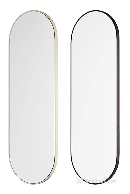 Modern Rectangular Mirrors With Slim Gold And Black Border Designs For Home Decor 3d model 