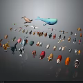 Colorful Animal Characters And Various Creatures Assorted Toy Models Collection 3d model