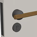 Modern Wooden Lever Door Handle with Brass Base and Keyhole Lock Design
