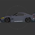 Light Blue Saturn Sports Car With Rear Spoiler Yellow Headlights And Aerodynamic Kit