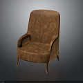 Elegant Brown Velvet Armchair With Modern Design Armrests And Slim Legs