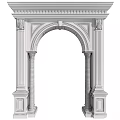 Decorative Classical Arched Architectural Component With Fluted Columns And Ornate Carvings