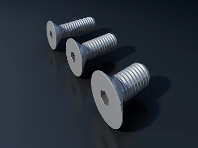 Hardware Tools Silver Flat Head Hex Socket Metal Screws For Fastening 3d model