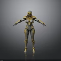 Gold And Silver Robot With Full Body Armor Standing Pose Against Gray Gradient Background 3d model