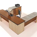 L Shaped Wooden Office Desk With Laptop Printer Drawers And Chair