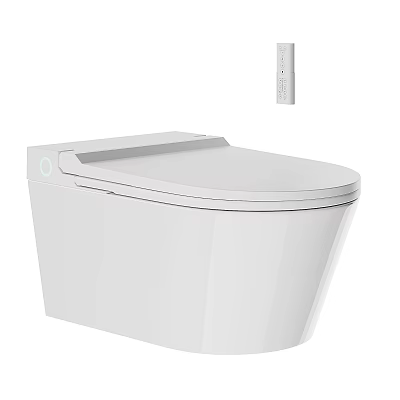 Modern Smart Toilet Featuring Sleek White Design And Remote Control Panel 3d model