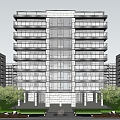 Modern residential area Misique magic color aluminum multi-storey high-end luxury residential building project 3d model