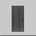 Modern Dark Gray Security Door Featuring Vertical Lines And Electronic Lock 3d model