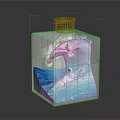 Transparent Square Decorative Bottle With Blue Liquid And White Wave Pattern 3d model