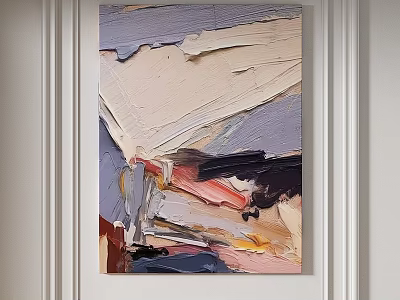 Abstract Painting With Thick Brushstrokes In Light Purple Beige Pink And Dark Tones 3d model