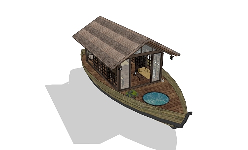 Chinese Boat House 3d model