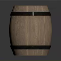 Rustic Wooden Barrel With Metal Hoops Practical Storage Household Item